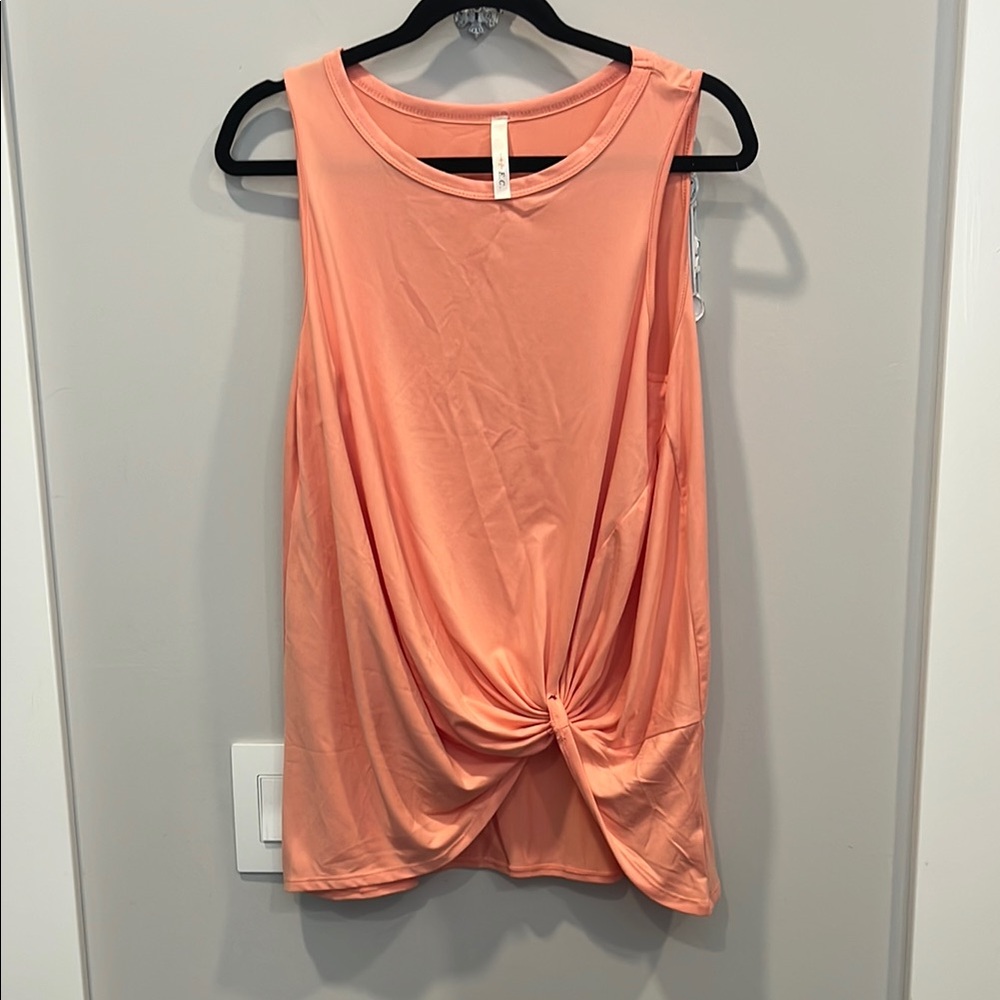 Orange Sleeveless Relaxed Tie Front Tank Top